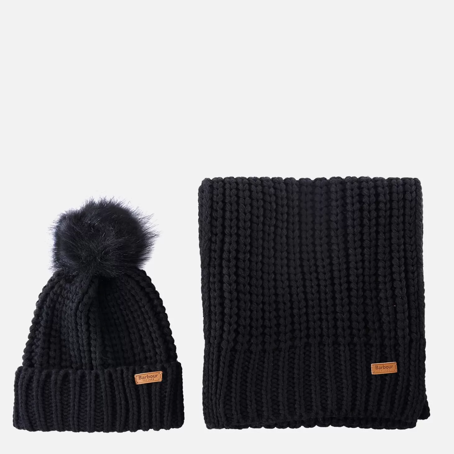 Women's Saltburn Beanie And Scarf Set - Black*Barbour Clearance