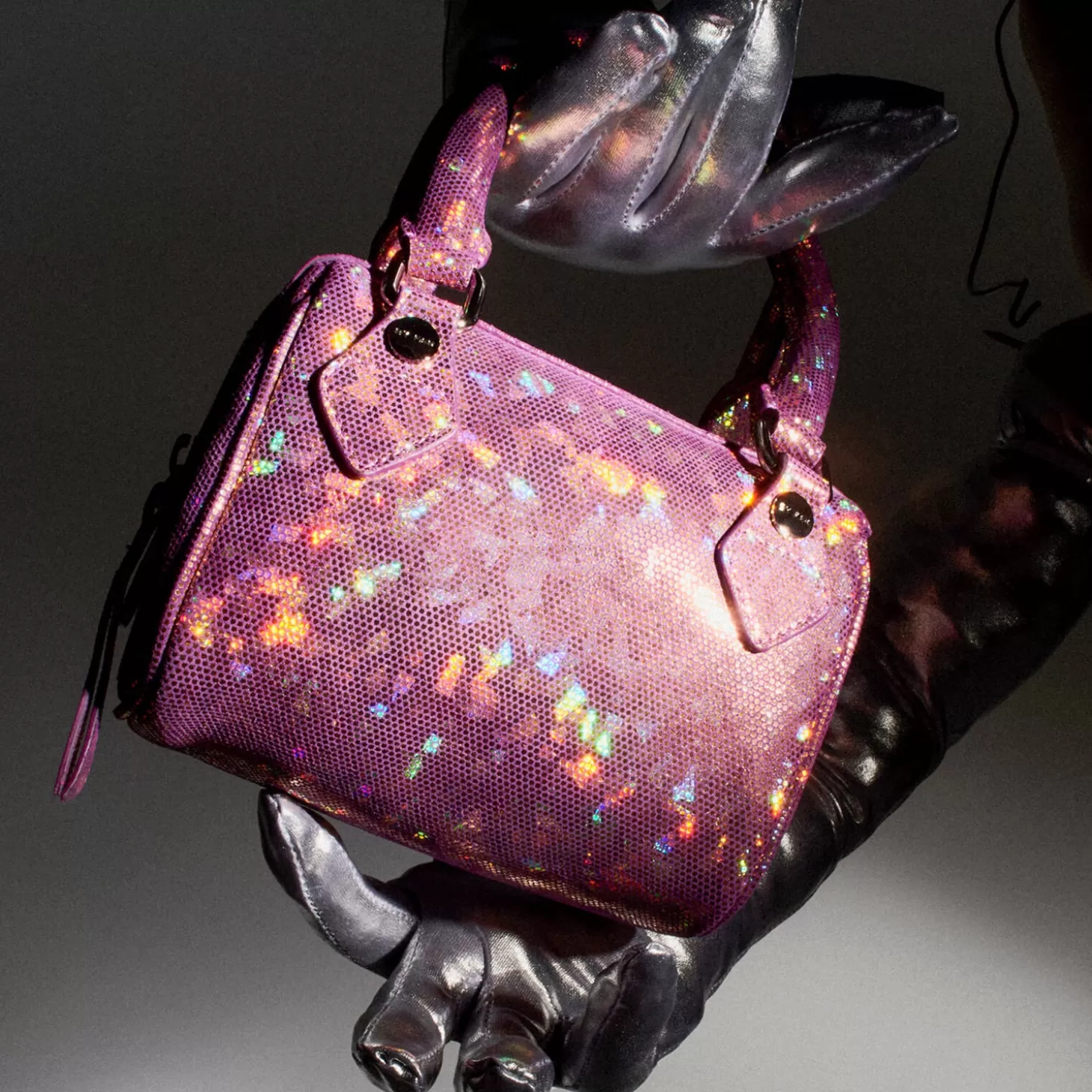 Women's Dora Hologram Leather Bag - Disco Violet*BY FAR Shop