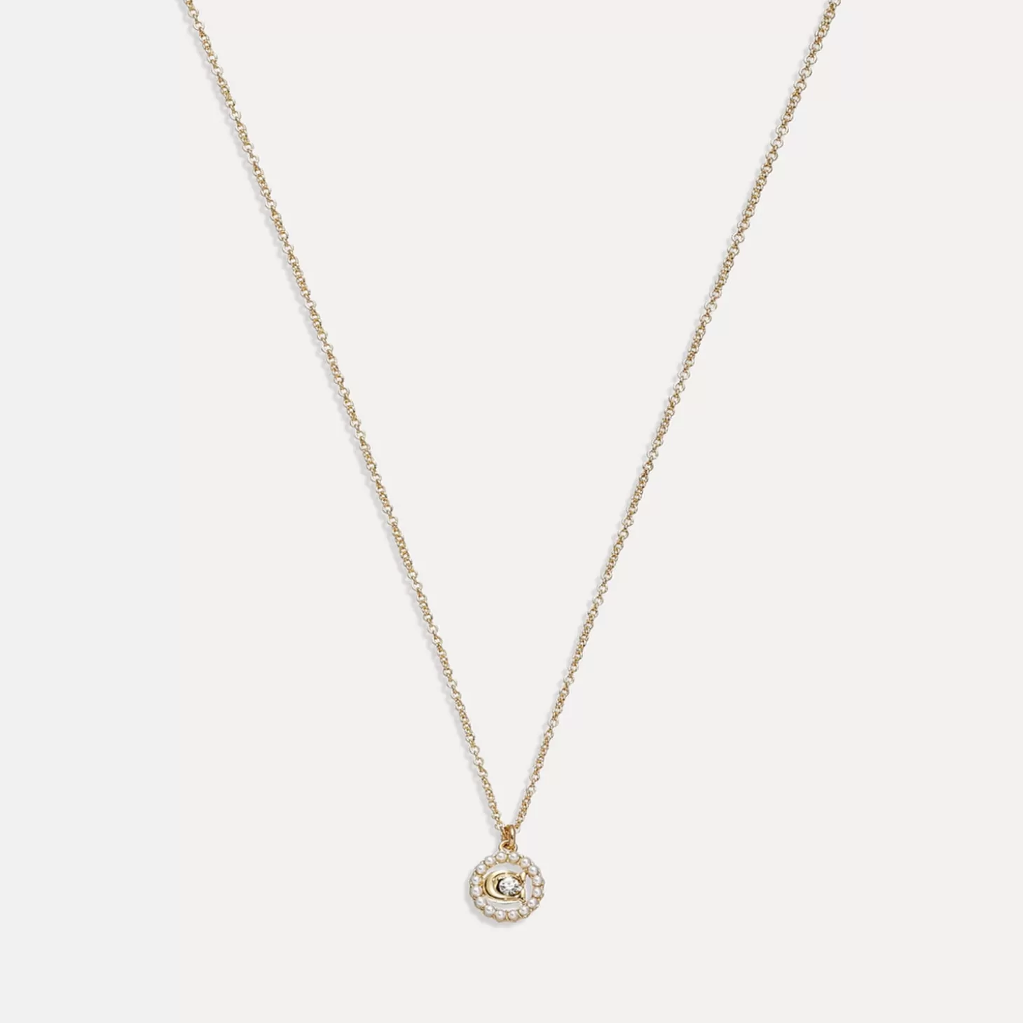 C Multi Gold Plated Crystal And Faux Pearl Necklace*Coach Discount