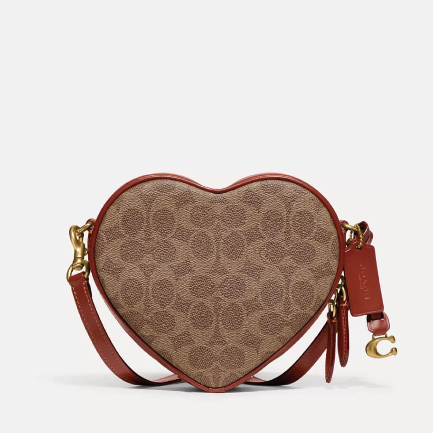 Heart Coated-Canvas And Leather Shoulder Bag*Coach Outlet