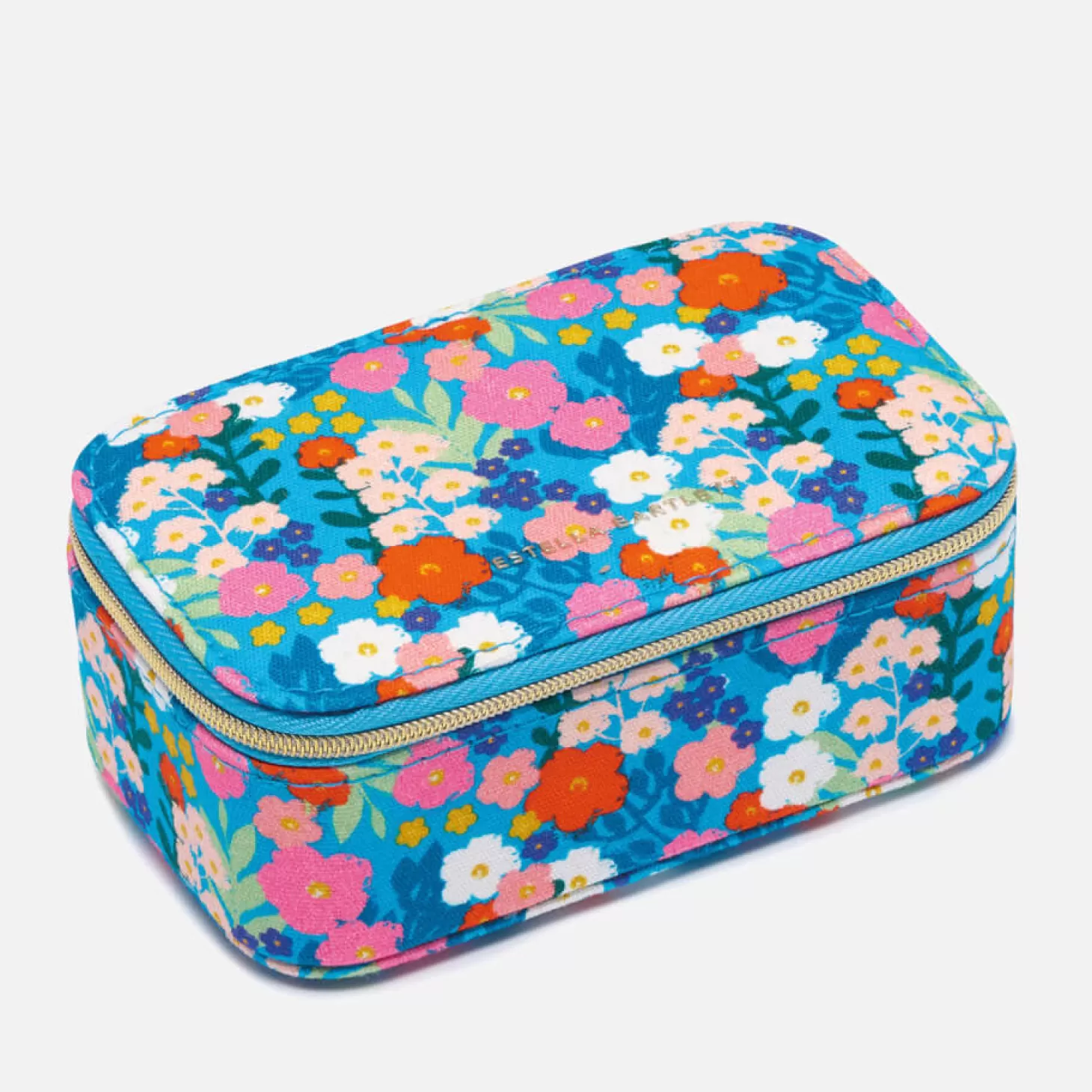 Bright Blue Floral Print Cotton Jewellery Box*Estella Bartlett Clearance