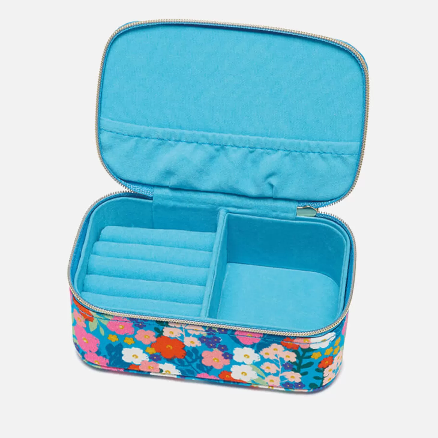 Bright Blue Floral Print Cotton Jewellery Box*Estella Bartlett Clearance