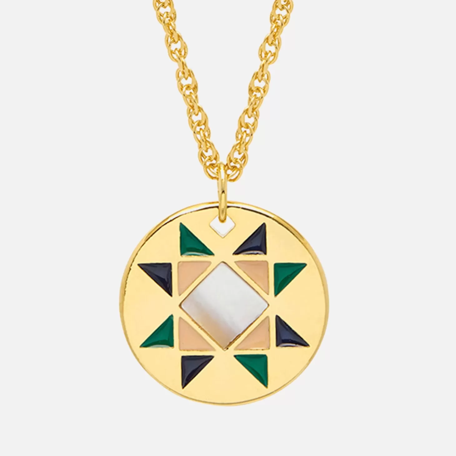 Gold-Plated Quilted Pattern Round Pendant*Estella Bartlett Store