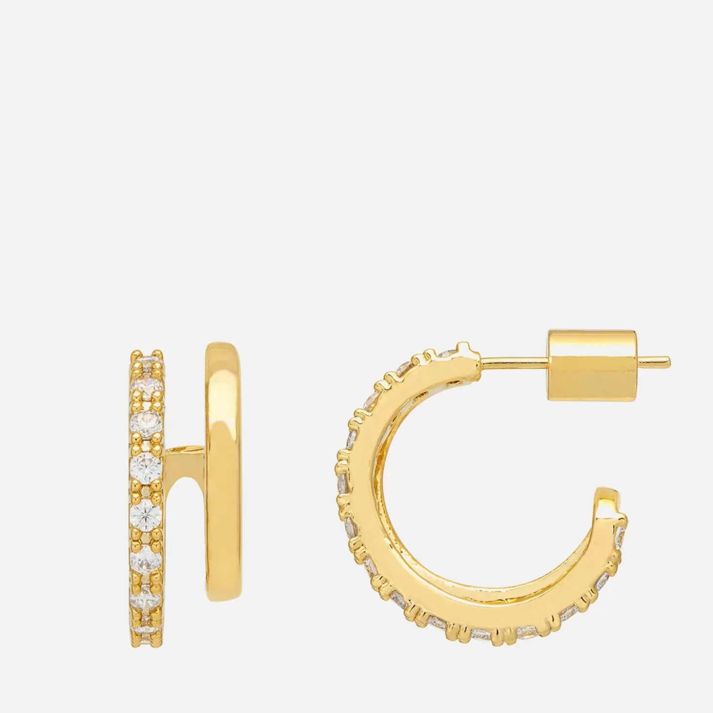 Women's Double Loop Hoops With Cz - Gold Plate*Estella Bartlett Store