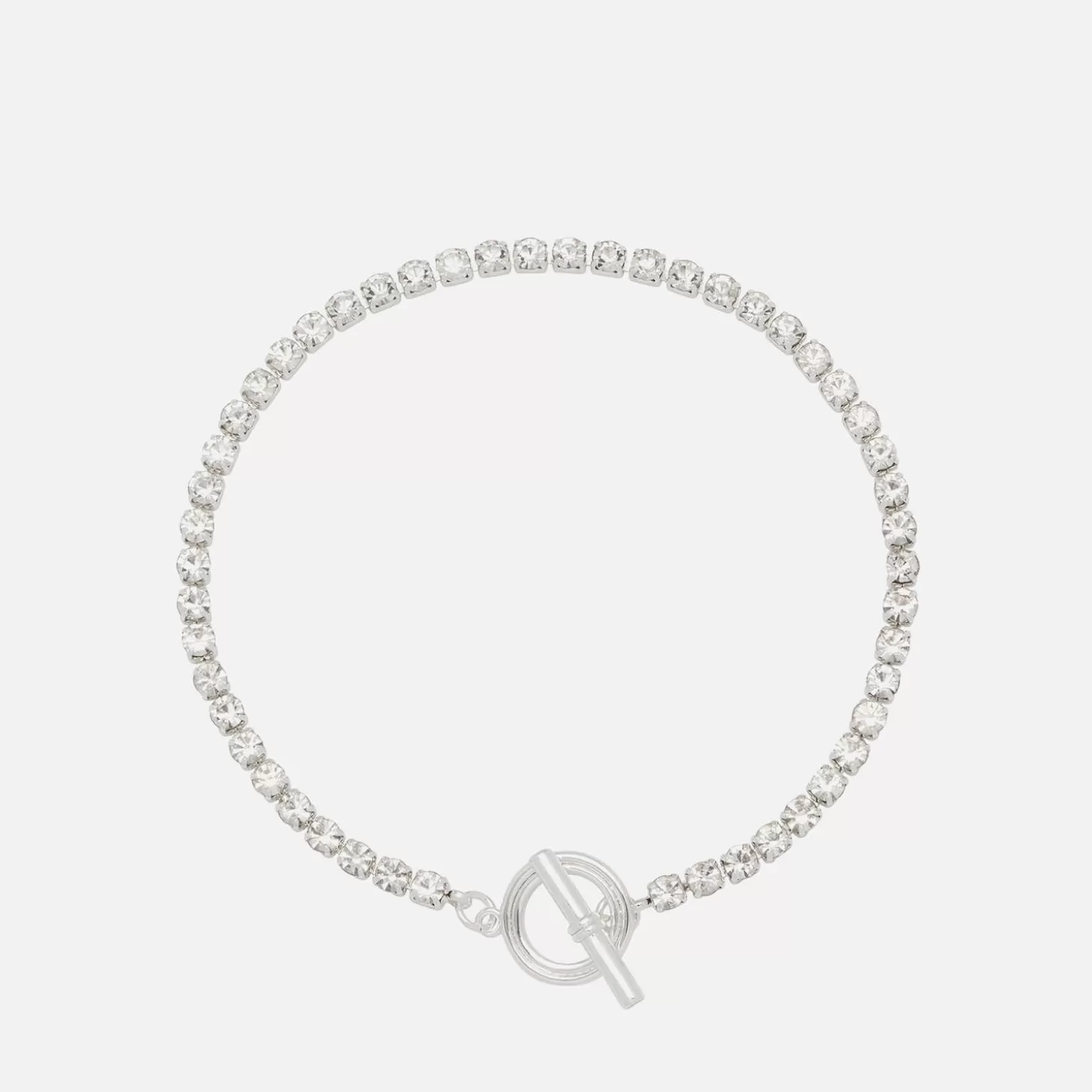 Women's Tennis Bracelet With Groove Circle T-Bar - Silver Plated*Estella Bartlett Shop