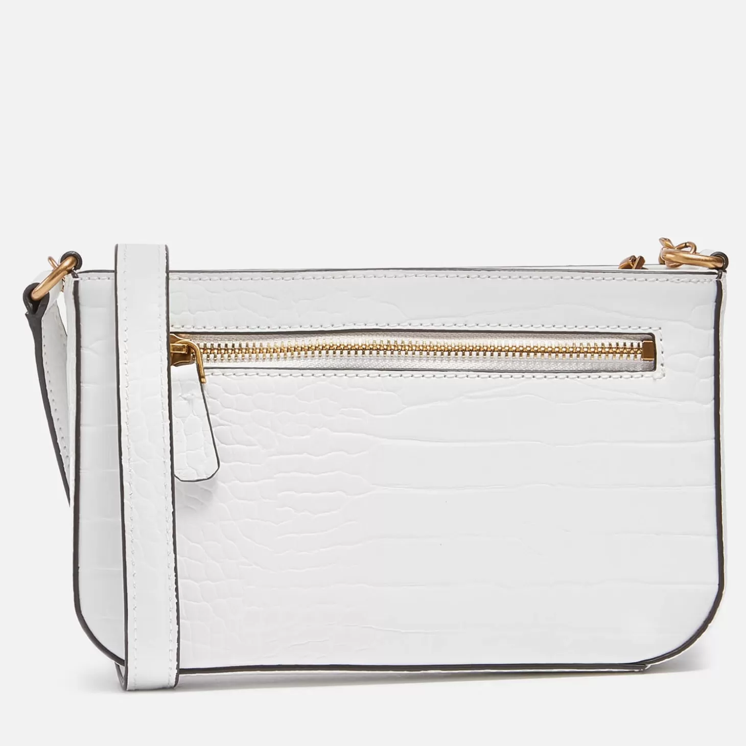 Women's Katey Croc Mini Top Zip Shoulder Bag - White*Guess Fashion