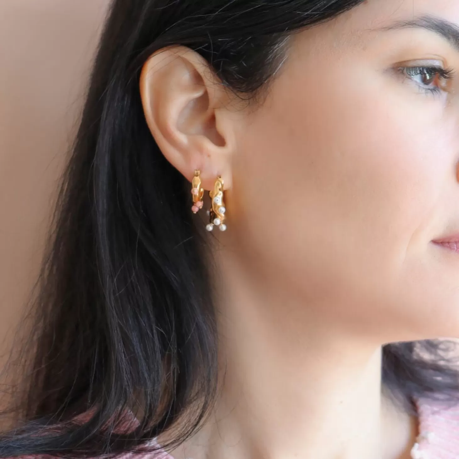 Mini Wave Enamel And Gold-Tone Hoop Earrings*Joanna Laura Constantine Cheap