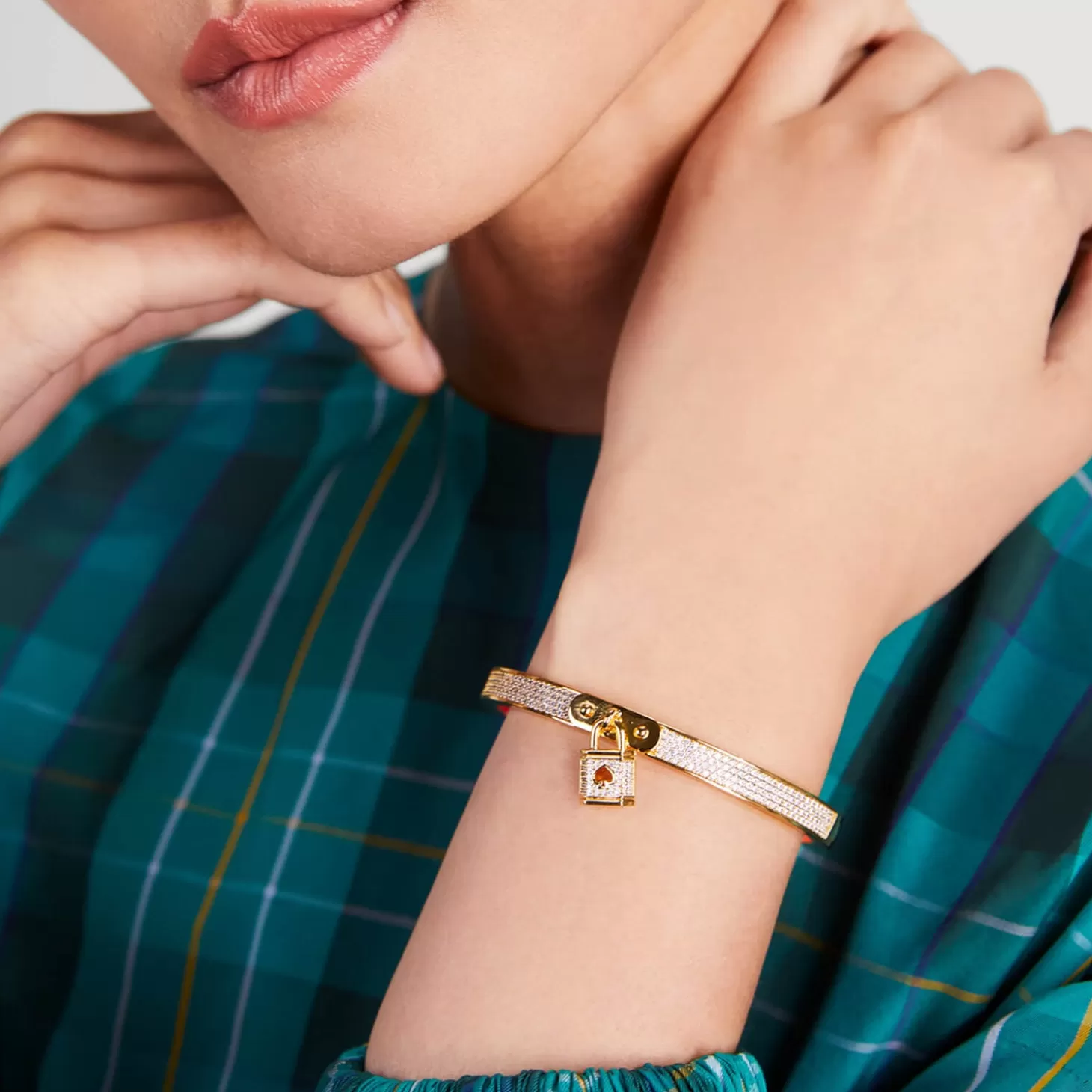 Pave Lock Pendant Gold-Tone Bangle*Kate Spade New York Best