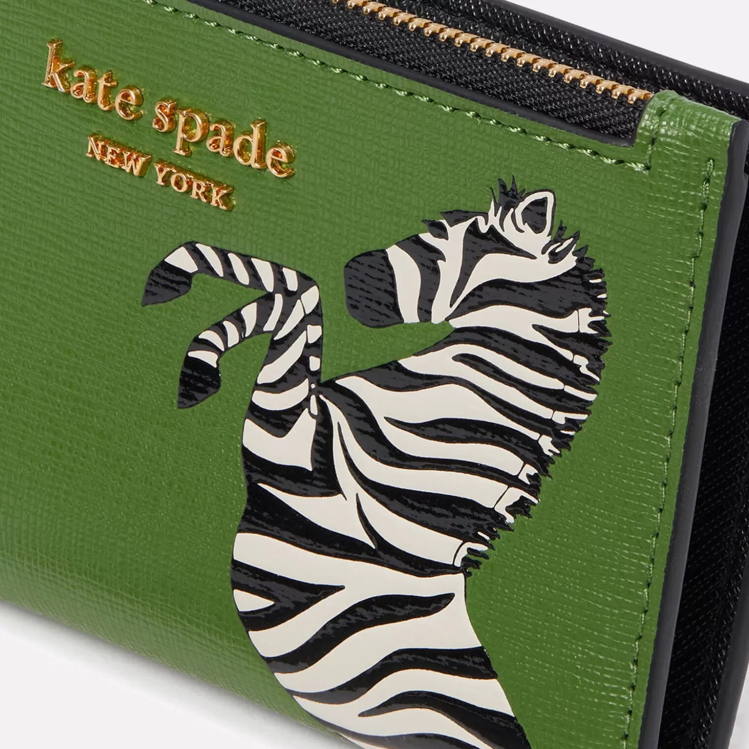 Zebra Print Saffiano Leather Bifold Wallet*Kate Spade New York Fashion