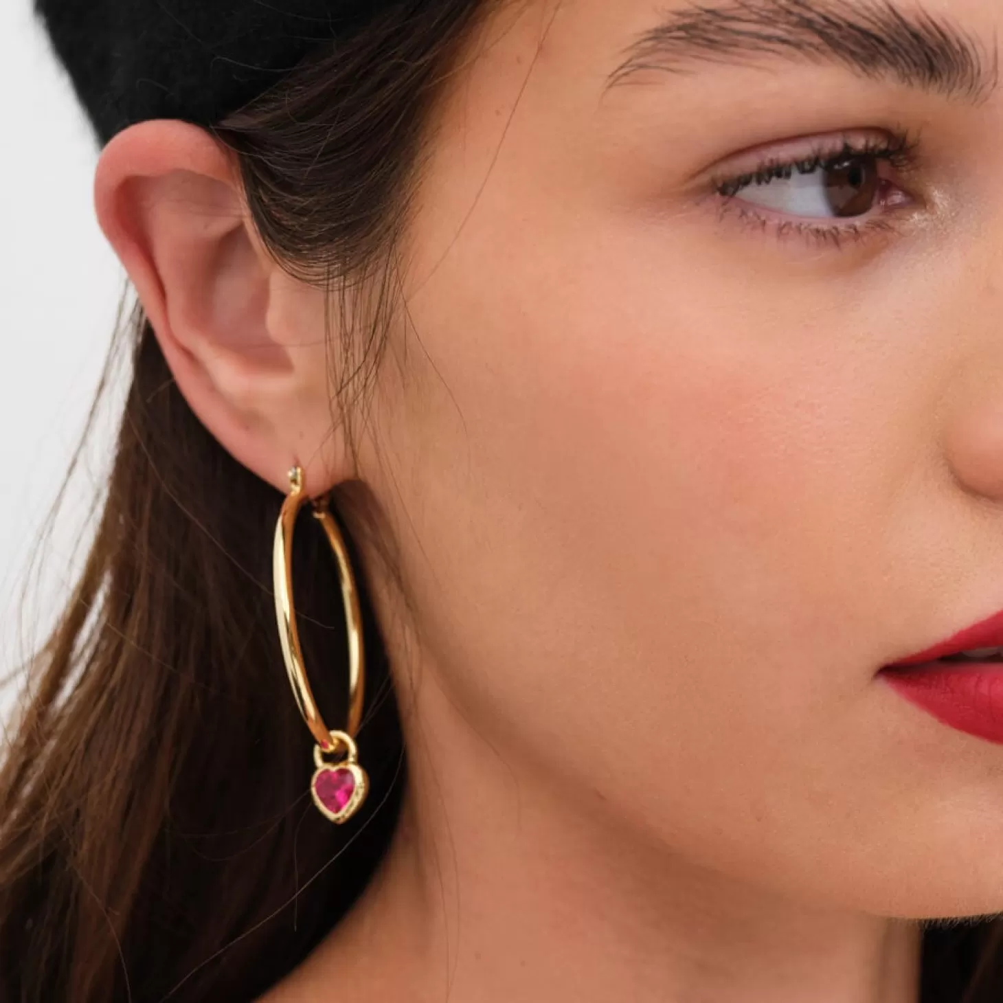 X For Love And Lemons Heart Gold-Plated Hoop Earrings*Luv AJ Shop