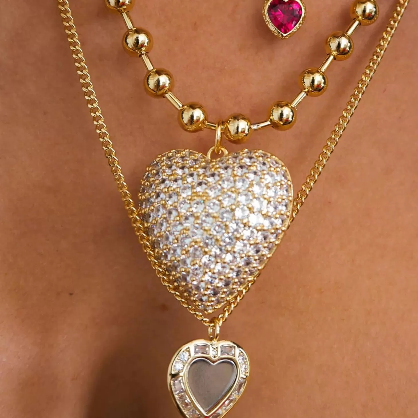 X For Love And Lemons Heart Gold-Plated Necklace*Luv AJ Hot
