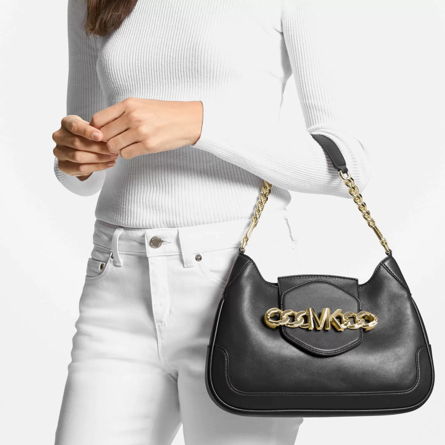 Women's Hally Medium Conv Shoulder Bag - Black*MICHAEL Michael Kors Outlet