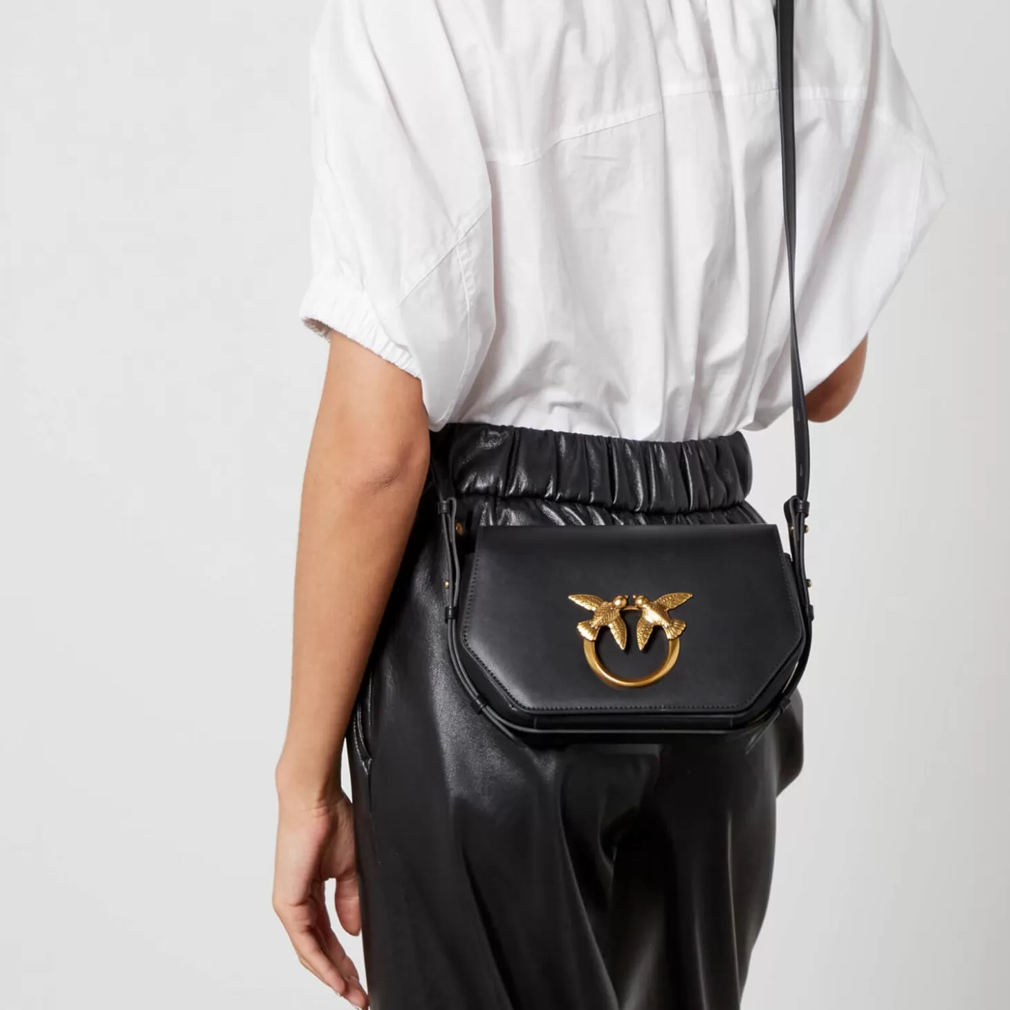 Love Click Exagon Mini Vitello Leather Crossbody Bag*Pinko Best Sale