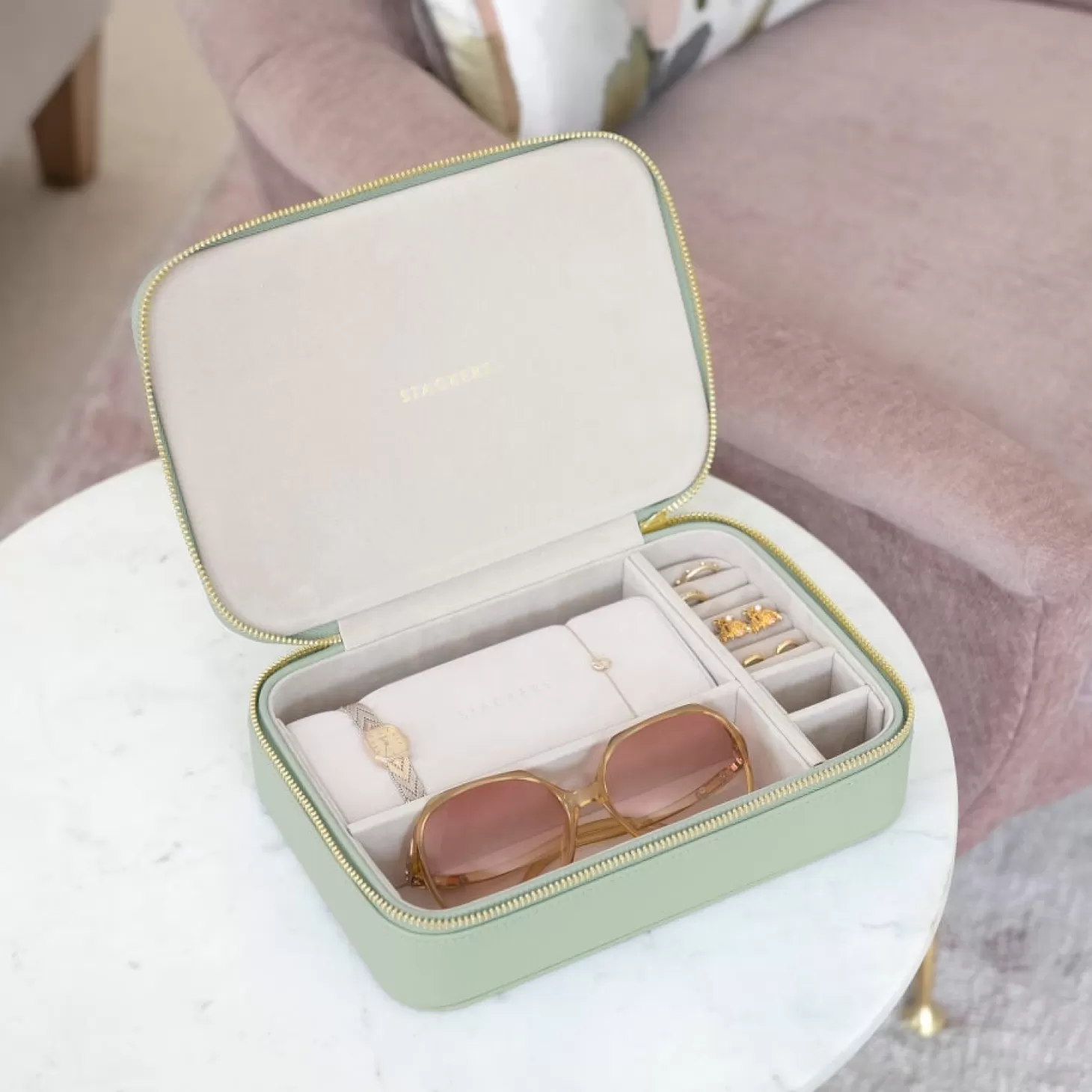 Travel Jewellery + Sunglasses Box - Sage*Stackers New
