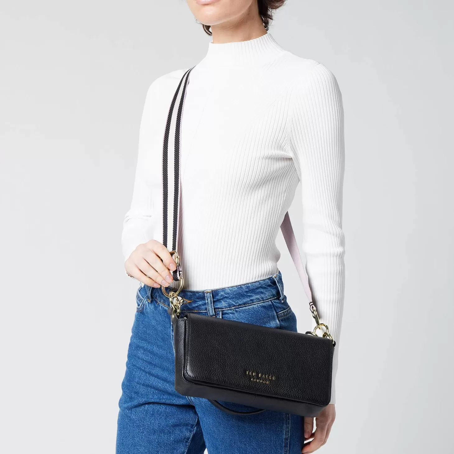 Women's Ammie Branded Webbing Strap Box Shoulder Bag - Jet-Black*Ted Baker Shop