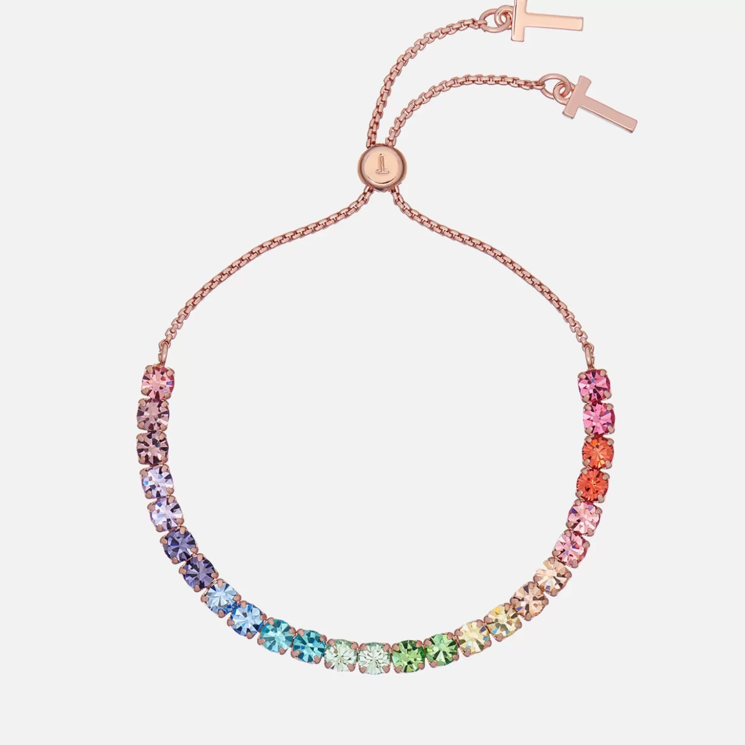 Women's Melrah: Icon Crystal Slider Bracelet - Rose Goldrainbow*Ted Baker Flash Sale