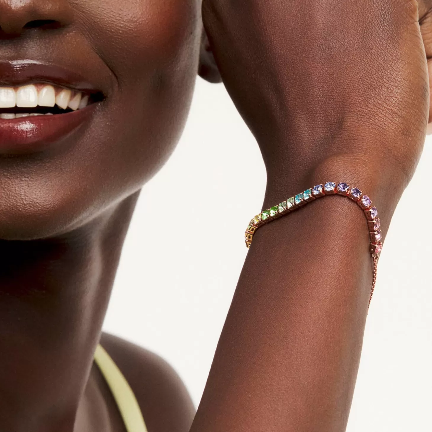 Women's Melrah: Icon Crystal Slider Bracelet - Rose Goldrainbow*Ted Baker Flash Sale