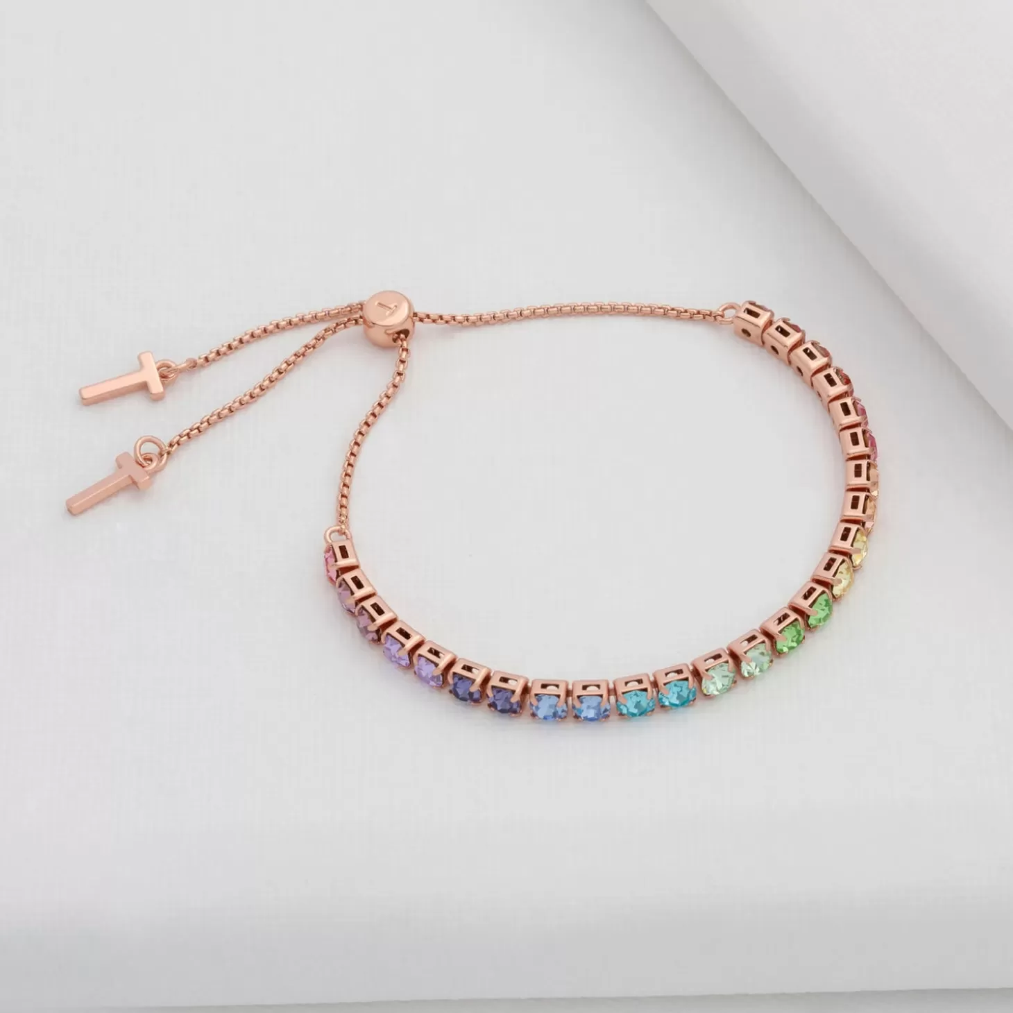 Women's Melrah: Icon Crystal Slider Bracelet - Rose Goldrainbow*Ted Baker Flash Sale