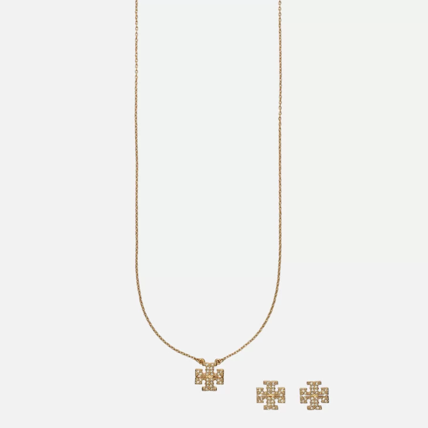 Gold-Plated Kira Pave Pendant And Stud Earring Set*Tory Burch Sale