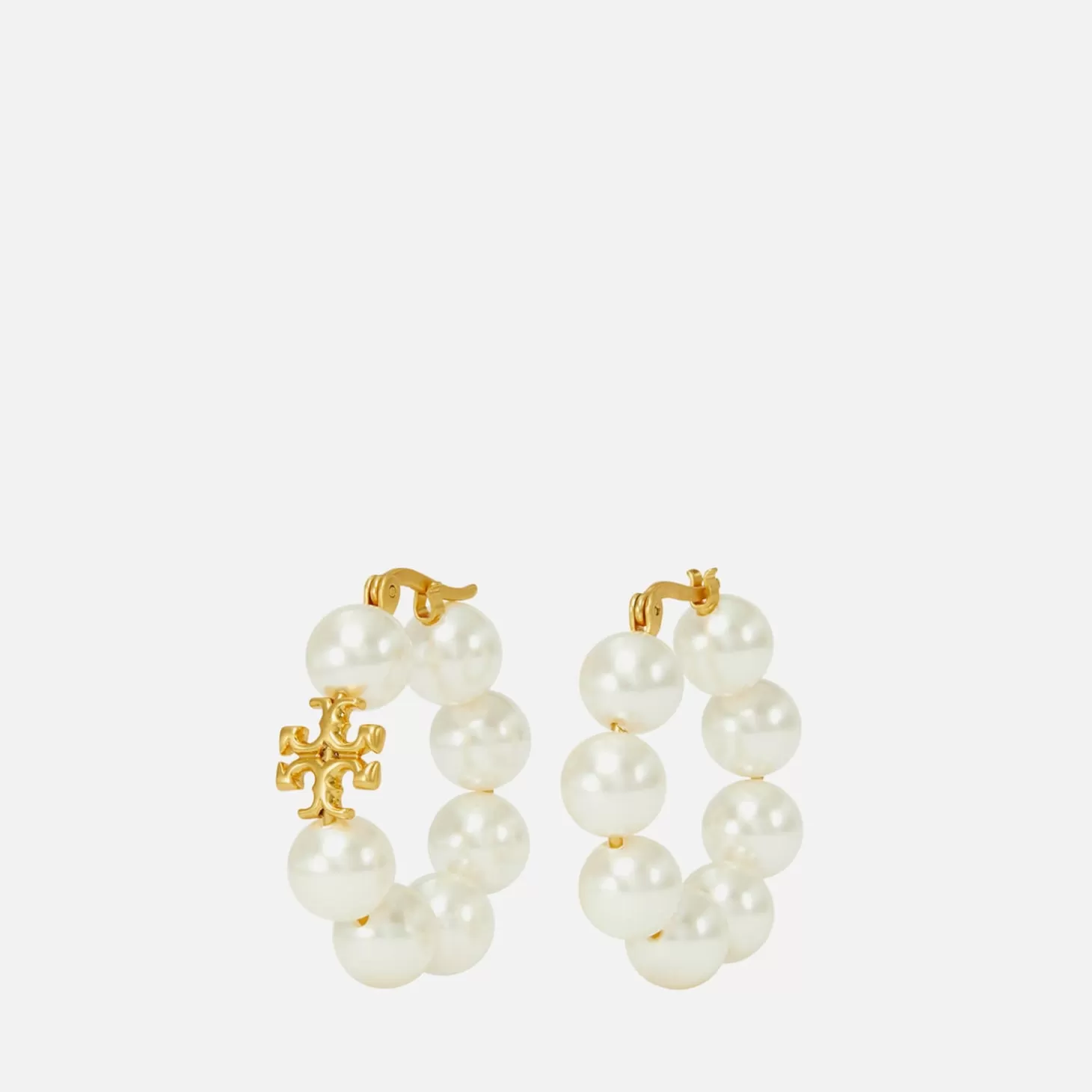 Kira Gold-Tone And Faux Pearl Hoop Earrings*Tory Burch New